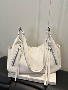 Túi xách tay cao cấp phong cách retro mới năm 2026, túi đeo vai chéo đa năng dung tích lớn thời trang dành cho nữ. - trắng - Xem 8