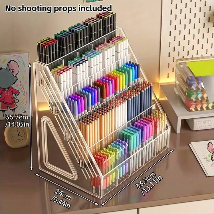 1个大容量亚克力笔筒，桌面收纳架，可收纳画笔、马克笔、化妆刷等，也适用于婴儿房、办公用品，节省空间设计，适合家庭、办公室、学校等场所使用，桌面配件 - 彩色 - 查看 7