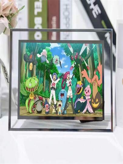  Hàng hóa anime Pokemon, Khung ảnh để bàn Ash Ketchum bằng pha lê, Quà tặng cho bạn bè