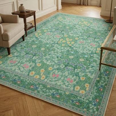 1 pieza Alfombra/Tapete de área de estilo marroquí vintage con diseño floral y de rayas, de felpa sintética suave, apta para baño, cocina, entrada, pasillo, mesita de noche, sala de estar, dormitorio, lavable a máquina 100% poliéster, decoración del hogar