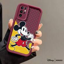 MINISO Disney Classic Mickey Mouse Yellow TPU Phone Case, Retro Cartoon Protective Cover Suitable For Samsung S26 Ultra/S26 Edge/S26 Plus/S26/S25 Ultra/S25 Plus/S25/S25FE/S25Edge/S24Ultra/S24Plus/S24/S24FE/S23FE/S23Ultra/S23Plus/S23/S22Ultra/S22Plus/S22/S21Ultra/S21Plus/S21/A15/A16/A17/A23/A24/A25/A26/A33/A34/A35/A36/A52/A53/A54/A55/A56/A71/A72/A73, Christmas Gift For Girlfriend - White - View 3
