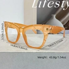 New Cat-Eye Fashionable Versatile Glasses| Candy Color Combinations, Suitable For Both Men And Women For Everyday Casual Wear And Decoration, Full-Frame Lenses With Gold Hinges. - 黑色的 - 查看 6