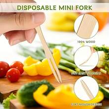 50/100/200/300 Pcs Bamboo Mini Forks - 3.5 Inch Disposable Cocktail & Fruit Forks For Party, Wedding & Dessert - Smooth Edge Design - Fruit Fork - View 9
