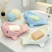 Bộ 3 khay đựng xà phòng hình cá voi sáng tạo, khay đựng xà phòng bằng gốm sứ cho phòng tắm, khay đựng xà phòng treo tường. - Nhiều màu - Xem 10