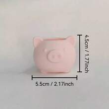 1个全新3D打印迷你粉色小猪造型花盆，带排水孔，可爱动物多肉植物种植盆 - 1PC - 查看 5