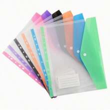 12pcs A4 Size High Capacity Loose Leaf Binder Folders, With 11-Hole Rings, Made Of Modern PP Material, Expandable Snap Button And Label Pockets, Suitable For School, Home, Office, Attendance, Travel - Portable Design, Back To School, Study Supplies - Multicolor - View 3