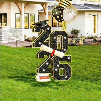 2026 New Arrival Graduation Season Garden Stake Sign, Outdoor Lawn Large Congratulatory Graduation Party Decor