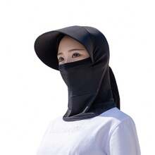 Mũ hè cho nữ có kèm khẩu trang và khăn che cổ, mũ rộng vành chống nắng ngoài trời. - mũ chống nắng - Xem 7