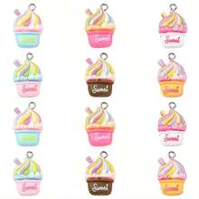 10/20/30pcs Cute Resin Ice Cream Pendant Charms - Adorable Dessert Decor Suitable For Jewelry Making, Bracelets, Necklaces, Keychains, And Hair Accessories - Random Color Assorted Resin Ice Cream Cones And Spoons - Multicolor - View 9