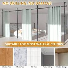 Adjustable Tension Rod For Bedroom - 28-171in Wide Room Divider Curtain Rod | Heavy Duty Floor To Ceiling Separation Partitions For Temporary Privacy | No Drilling Required - Ideal For Home Decor & Kitchen (Curtains Not Included) - trắng - Xem 11