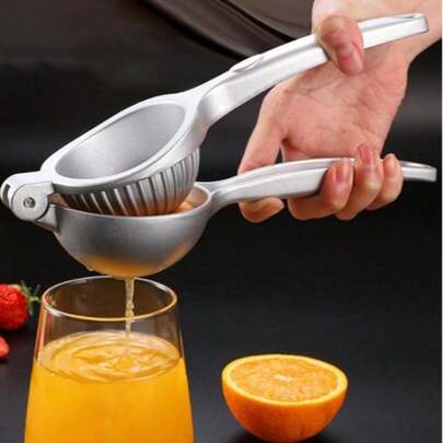 1pc Zinc Alloy Manual Fruit Juicer - Ergonomic Design, Easy To Clean Alloy Hand Press Juicer, Suitable For Lemon And Orange; A Multifunctional Kitchen Tool For Juicing Lemon, Orange And Apple