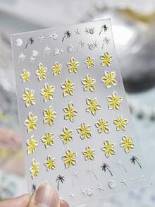 1pc Tropical Magnolia Coconut Tree 5D Nail Stickers Summer Beach Shell Starfish Nail Decoration Stickers DIY Nail Decoration - Multicolor - View 6