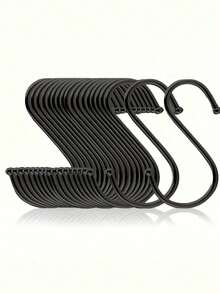 10pcs S-Shaped Black Hooks, No Installation Required, Easy To Use, Hang Directly - Black - View 6