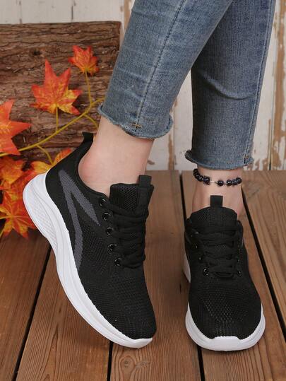 Van Skr 新款时尚针织透气女式运动鞋，轻便软底休闲运动鞋，适合日常通勤，网面一脚蹬旅行鞋