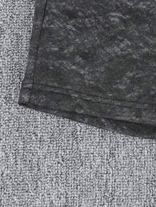 Calções casuais de malha para meninos adolescentes, calças de verão folgadas com cintura elástica e comprimento até ao joelho, calções bermuda infantis cinza escuro com efeito desgastado. - Preto - Ver 8
