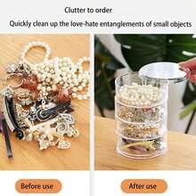 1个4层旋转透明首饰盒，多层公主风发夹及小首饰收纳盒 - 無色 - 查看 4