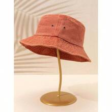 1pc Unisex Solid Color Retro Foldable Bucket Hat, Vintage Washed Outdoor Sun Protection Hat, Suitable For Everyday Use - 彩色 - 查看 3