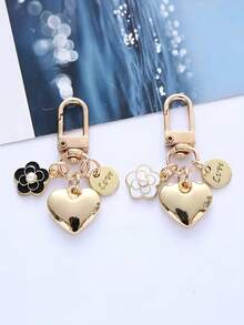 1 chiếc móc khóa hình trái tim thời trang, phụ kiện kim loại hình hoa ngọc trai dễ thương dùng cho tai nghe, túi xách. - Nhiều màu - Xem 4