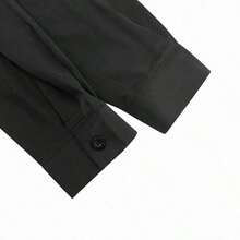 Women's Chic Fitted Short Satin Dress With Long Sleeves Collar And Unique Ruched Wrap Hem Stylish Evenings Black Spring Elegant - 黑色 - 查看 10