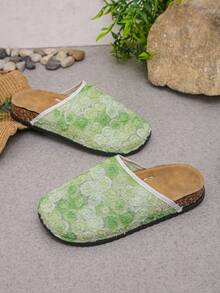 New Women's Flat Shoes, Mesh Bottom With Floral Decor, Casual For Daily Wear, Comfortable And Versatile Flat Sandals For Beach, Holiday, Party, Gradient Green Color With Random 3D Floral Pattern - Gradient Green - 3D Flower - View 6