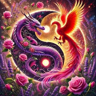 1 Set - Dragon & Phoenix Cross Stitch Kit, DIY Needlework Craft, 11CT Embroidery Painting, Creative Handmade Relaxation Gift, Home Decor Printed Supplies, Frameless