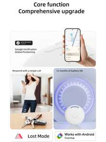 智能蓝牙追踪器，带查找中心 – 全球定位，无需 SIM 卡，365 天待机，兼容安卓系统 - 彩色 - 查看 4