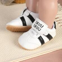 1 Pair Boys' Lace-Up Casual Sneakers, Suitable For Spring & Autumn - Black and White - View 7