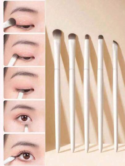 5pcs Makeup Brush Set, Eyeshadow Brushes, Blade Eyeliner, Eye Detail Brush, Eye Makeup, Smudging, And Under-Eye Brush
