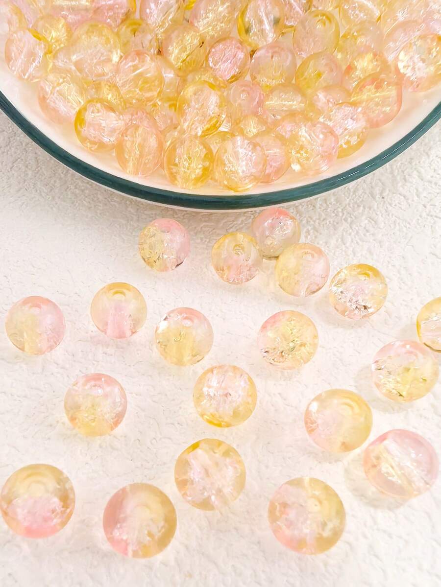 80pcs 8mm Colorful Crackle Glass Beads For DIY Crafting - Multicolor - View 1
