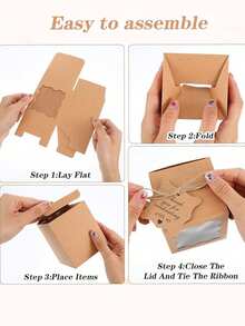 Brown Kraft Paper Box Packaging, Rectangular Paper Gift Box, High-End Gift Box, Transparent Window Candy Box, Kraft Paper Window Gift Box, Wedding Favor Box, Candle Gift Box, Bride Gift Box, Party Guest Favor Box, Wedding Decor Box, Candle Packaging Box. Suitable For Weddings, Birthdays, Bridal Gifts, And Party Favors. - Brown Square Transparent Gift Box With Window - View 5