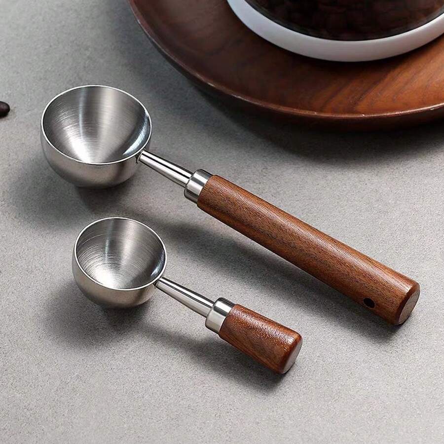 1 muỗng múc cà phê bằng thép không gỉ, muỗng đong cà phê hạt và cà phê xay, muỗng làm bánh, lý tưởng để khuấy cà phê và trà, món quà hoàn hảo cho nhà bếp và nhà hàng, dụng cụ nhà bếp thiết kế cổ điển. - màu nâu - Xem 1
