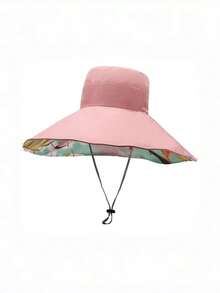 Sombrero de cubo reversible con ala ancha, sombrero de sol estampado para mujer para primavera/verano, versátil y con protección UV a la moda, para playa, vacaciones, días festivos, viajes - Sombrero reversible de ala grande para el sol. - Ver 9