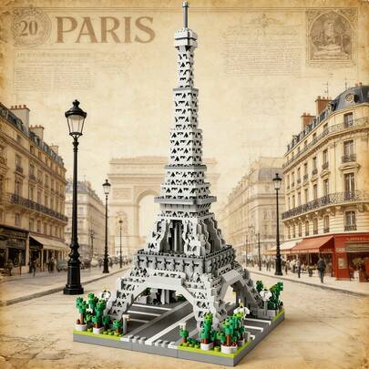 Paris Eiffel Tower Micro Particle Building Block Assembly Model Decor, High Difficulty Adult Building Blocks, Viral Iron Tower Building Blocks, Handmade DIY Assembly Birthday Gift, Romantic Paris Eiffel Tower Building Blocks Model, Home Decor Gift, World Famous Architecture, Paris Eiffel Tower Assembly Building Block Toy