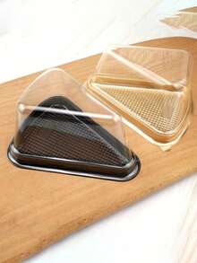 1/20/50pcs/Set Triangle Cake Box With Spoon, 6-Inch And 8-Inch Transparent Layered Cake Portable Box, Suitable For Mousse Cake Slices, Transparent Cake Slice Container, Cake Box, Plastic Cheesecake Container With Lid, Birthday Party Gift, Wedding Party Gift - Multicolor - View 7