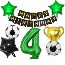 Balón de fútbol, balón de trofeo, globos de cumpleaños con temática verde, decoraciones de fiesta, accesorios para fotos - Verde - Ver 23