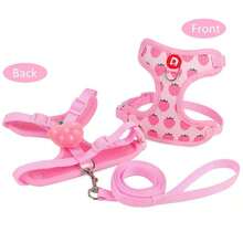 Cute Pet Harness And Leash Set For Small Dogs, Anti-Escape Cat Leash, Adjustable Cat Vest, All Seasons Suitable For Outdoor Walking - Pink - View 7