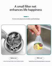 30/50/100/200 piezas Colador de fregadero, Filtro de cocina, Filtro desechable para residuos de alimentos, Atrapador de desagüe de fregadero de cocina, Bolsa desechable para trampa de residuos de alimentos, Limpieza fácil del desagüe, Suministros de limpieza de cocina esenciales - bolsa coladora para fregadero - Ver 5