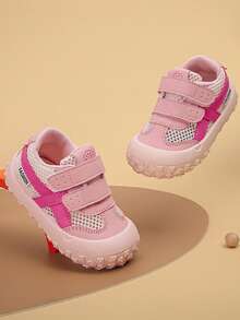 Infant Casual Sports Shoes, Gump Shoes, Baby Toddler Walking Shoes, Running Shoes, Suitable For All Seasons, Color Block Design - Pink - View 5