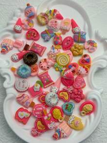 10/20/30个手绘树脂混色棒棒糖装饰品 - 彩色扁平宝石装饰，适用于DIY钥匙扣、工艺品、婚礼装饰和珠宝制作（随机图案） - 混款 - 查看 8