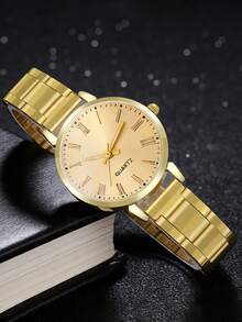 Bộ 2 món, đồng hồ và vòng tay bằng thép khắc kiểu La Mã, quà tặng Ngày của Mẹ cho mẹ. - Nhiều màu - Xem 5