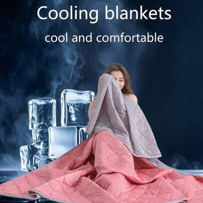 1 PC Solid Colour Cooling Blanket, Summer Lightweight Cooling Quilt With Diamond Quilting & Floral Print, Cooling Fabric, Reinforced Edges, Machine Washable, Portable For Bedroom Sofa Office Outdoor, Refreshing Comfort For Heat-Sensitive People & All Ages, Ideal For 22-32°C High-Temperature & Air-Conditioned Rooms