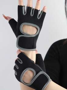 1 Pair Black Half Finger Fitness Gloves, Breathable Thin Design, Palms Protection, Anti-Slip Anti-Callus, Suitable For Yoga, Cycling, Workout,Travel,Festival,Party,Camping - Multicolor - View 5