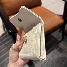 Korean Style Crocodile Embossed Short Wallet, Multi-Functional Card Holder, New Fashionable High-Quality Women Foldable Coin Purse For Women Money Wallet Mini Wallet Purse Wallet Small Wallet Cute Wallet Travel Essential Summer Small Wallet - Multicolor - View 3