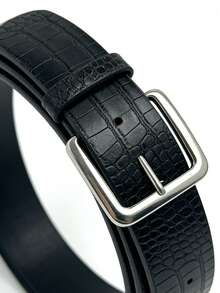 1pc Women's Buckle Design Waist Belt, Suitable For Dresses - Square Silver Buckle - View 4