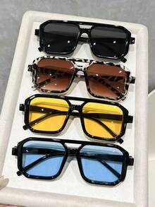 4pcs Women Classic Double Beam Colorful Elegant Intellectuality Ins Style Exquisite Popular Design Fashion Eyeglasses Combination For Street Snap Musical Festival Tropical Beach Vacay Fashion Accessories Suitable For All Face Shapes - Multicolor - View 6