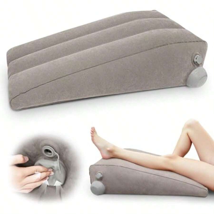 Almohada inflable para elevación de piernas para después de la cirugía almohada de cuña para recuperación después de la cirugía altura ajustable para aliviar el dolor de pie tobillo y - gris - Ver 1