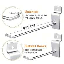 5pcs Slotted Panel Hooks Heavy-Duty Multi-Functional Hooks Grid Metal Pegboard Rack Garage Storage Organizer Clothing Display Rack - Slotted Hook - View 2