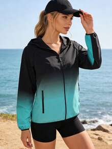 轻便连帽夹克，渐变防晒亲肤薄款风衣，男女通用夏季户外防蚊钓鱼衫，轻便速干透气度假装 - 綠色 - 查看 4