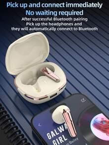 Auriculares inalámbricos verdaderos con cancelación de ruido pasiva portátil, con luz LED - Ver 5