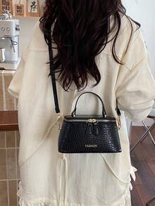 2026 Summer New Python Skin Box Bag, Women's Shoulder Bag, High-End Crossbody Bag, Handbag, Cosmetic Bag - Black - View 9